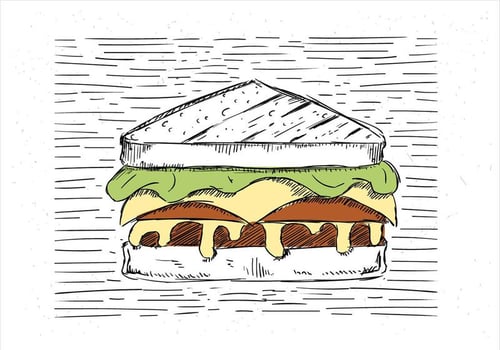 Free Hand Drawn Vector Sandwich Illustration