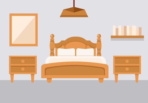 Free Bedroom With Bedside Console Vector
