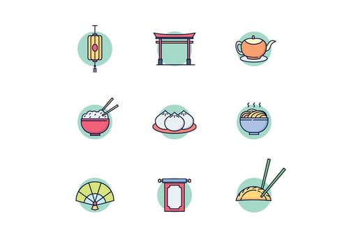 East Asian Culture Icons vector