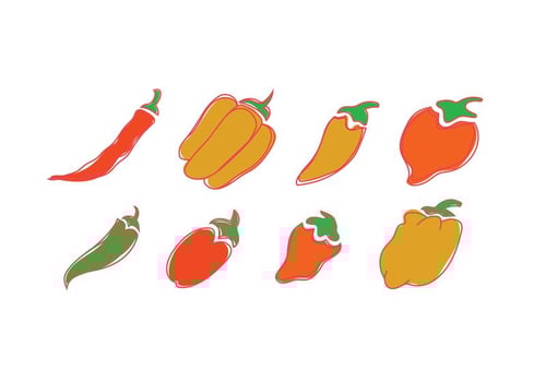 Vector icons of habanero