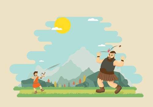 Free David Fighting With Goliath Illustration vector