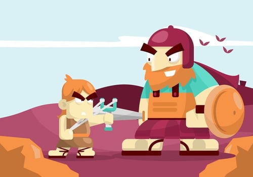 David and Goliath Illustration vector