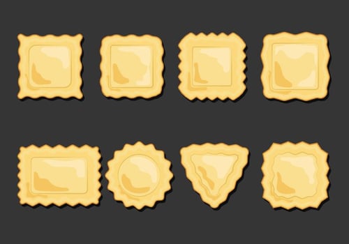 Ravioli Pasta Icons Set vector