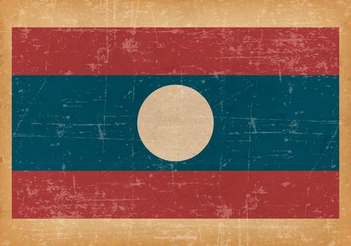 Old Grunge Flag of Laos vector