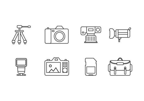 Photography tool icons vector