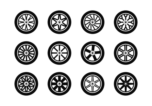 Alloy Wheels Icons Vector