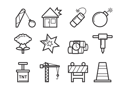 Demolition Icons Vector