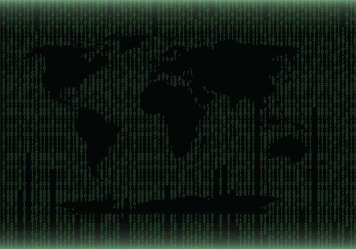 Green World Map Matrix Background Vector