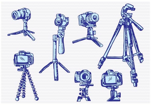 Camera Tripod Sketch Drawing Style vector