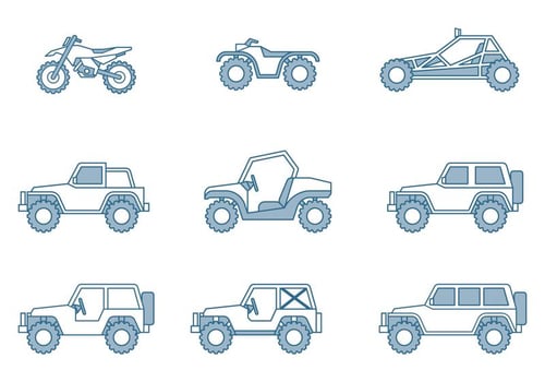 Off-road Vehicle Icons vector