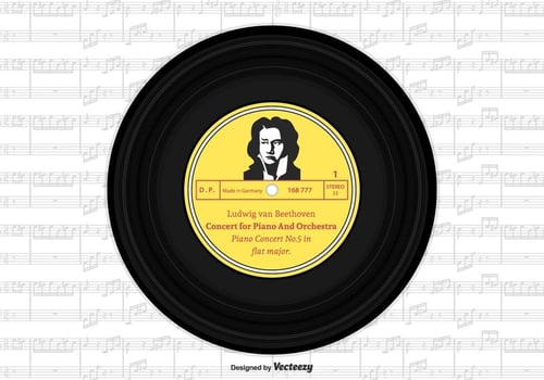 Beethoven Vinyl Single Record Vector Design