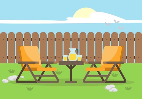Backyard with Lawn Chairs Illustration vector