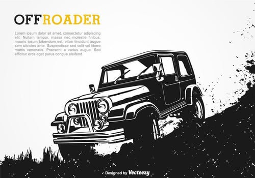 Offroad Vehicle In Black With Splashes Of Mud vector