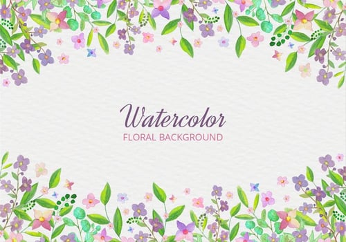 Watercolor Free Vector Background With Hand Draw Flowers