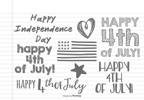 Hand Drawn Fourth of July Doodles vector