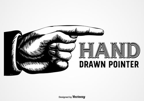Pointing Finger In Vintage Gravure Style vector