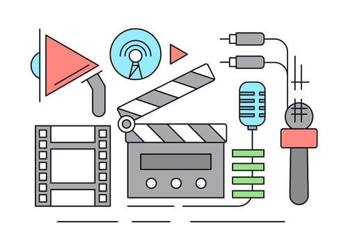 Free Cinema Icons in Linear Style vector