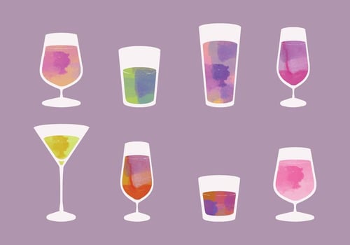 Watercolor Vector Cocktails