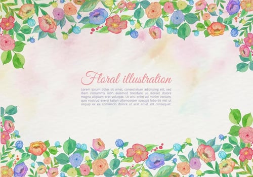 Vector Watercolor Floral Border