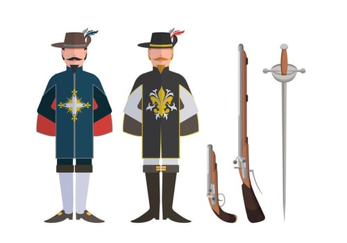Musketeer Character And Weapon Vector Sets