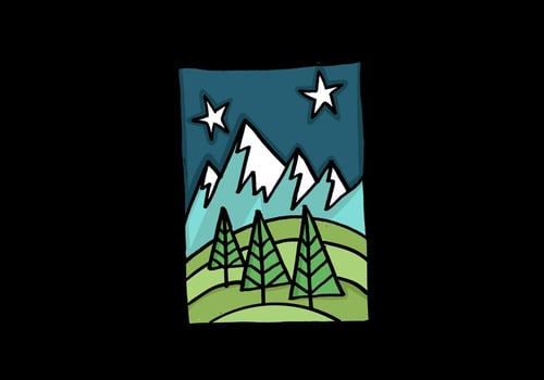 Night Time Mountain Landscape vector