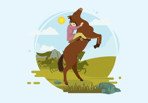 Free Cavalry Officer Riding Horse Prancing Illustration vector