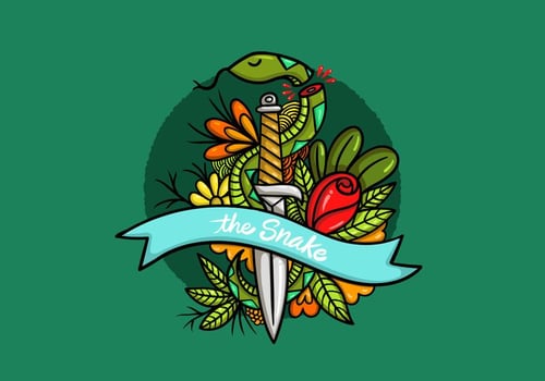 Snake Knife Tattoo Style Art  vector