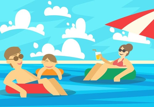 Family Sunbathing in The Beach vector