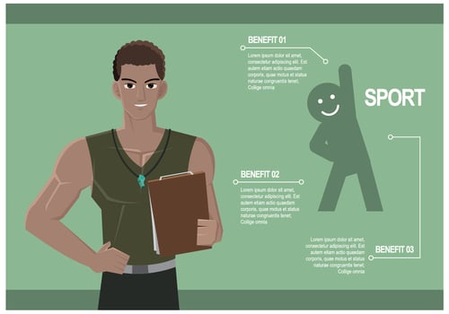 Personal Trainer Talking About Sport Benefits Vector