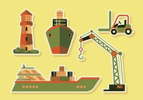 Shipyard Supply Transportation Vector Illustration
