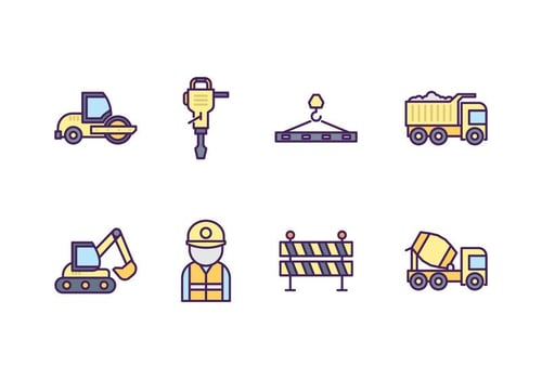 Free Road Construction Icon Set vector