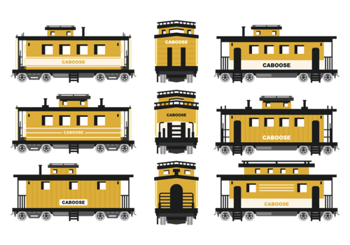 Caboose Icons Vector