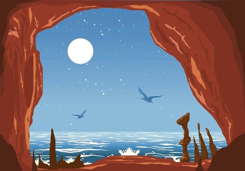 Cavern Beside The Sea vector