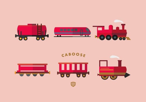 Red Caboose Vector Flat Collection