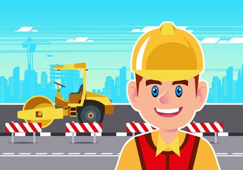 Construction Worker with Steamroller Vector 
