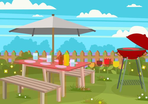 Picnic Lawn Chair In the Garden vector