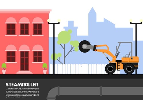 Single Drum Steamroller Free Vector