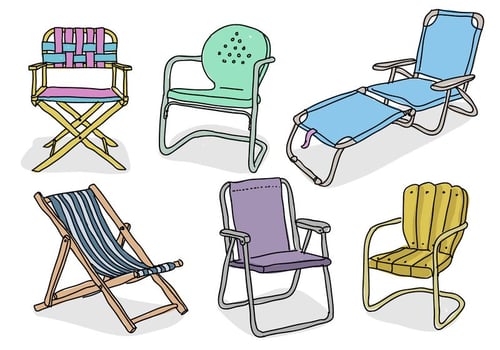 Lawn Chair Hand Drawn Doodle Vector Illustration Collection