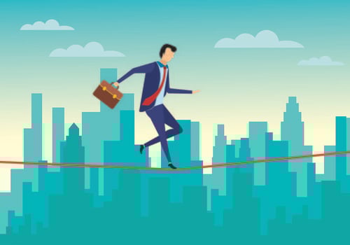 Businessman Walking on Tightrope With Confidence vector