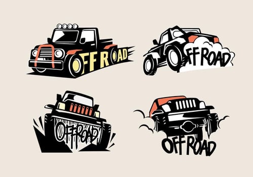 Set Off-road Suv Logos on White Background vector