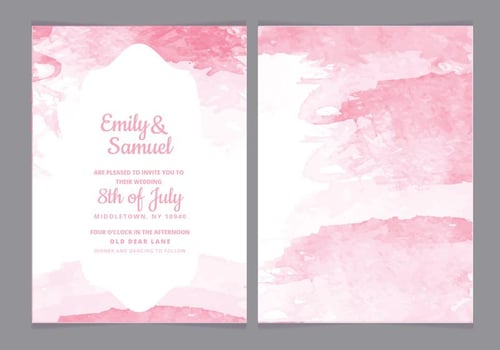 Watercolor Vector Wedding Invitation