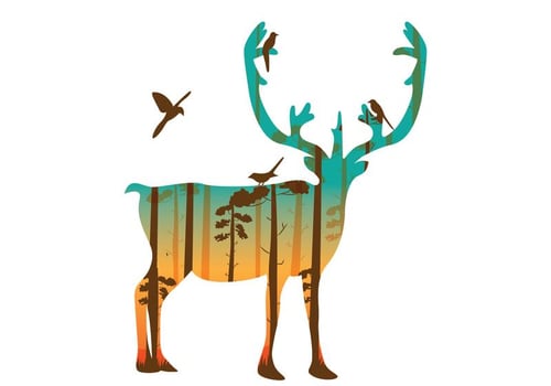 Double Exposure of Caribou vector