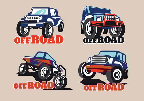 Set Off-road Suv Car on Brown Background vector