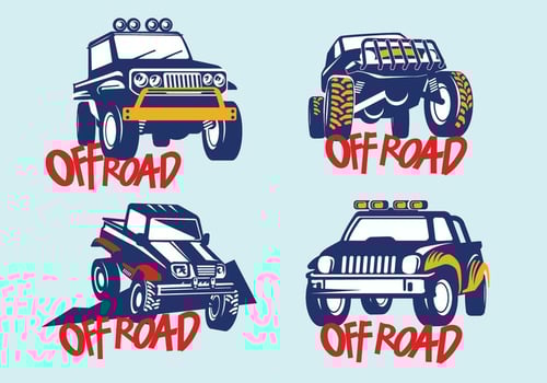 Set Off-road Suv Car on Blue Background vector