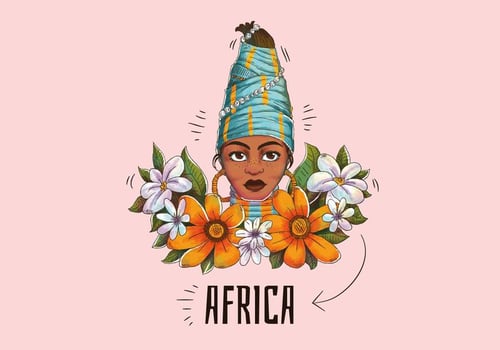 African Tribal Woman With Leaves And Flowers Vector 