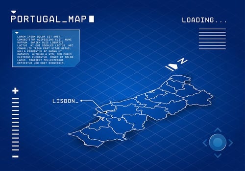 Portugal Map Digital Free Vector
