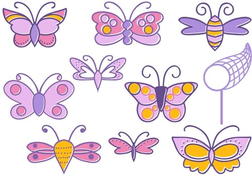 Free Doodle Butterflies Vectors