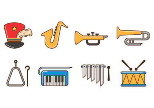 Set Of Marching Band Icons vector