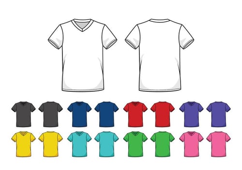 Set Of Colored V-Neck Shirts Templates vector