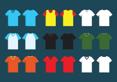 V Neck Shirt Template Set vector
